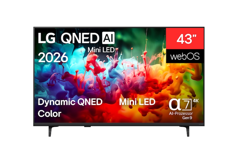 Vorderseite von 43 Zoll LG QNED AI Mini LED QNED72 4K Smart TV 2026 - 43QNED72B6B | LG Deutschland 43QNED72B6B