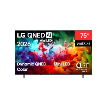 Vorderseite von 75″ LG QNED AI QNED72 Mini LED 4K Smart TV 2026 75QNED72B6A