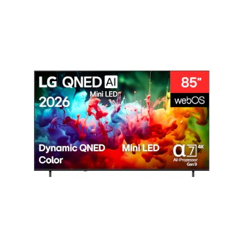 Vorderseite von 85″ LG QNED AI QNED72 Mini LED 4K Smart TV 2026 85QNED72B6A