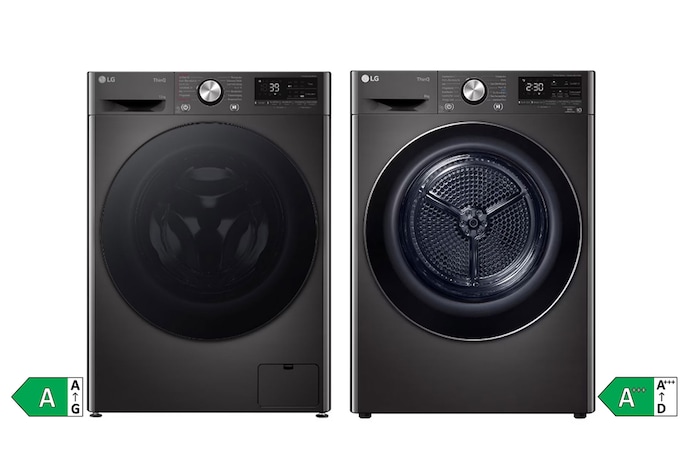 LG Schwarze Waschmaschine (13 kg, 1.400 U./Min.) und Trockner (8 kg) im Set | F4WR703YB.RT80V9B, F4WR703YB.RT80V9B