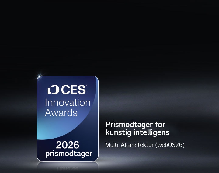 CES Innovation Awards 2026-prismodtageremblem vises på en mørk baggrund. Multi-AI Architecture anerkendes i kategorien kunstig intelligens.