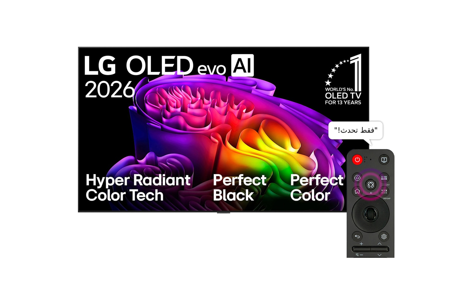 المنظر الأمامي لـ تلفزيون LG OLED evo AI G6 4K Smart TV 2026 مقاس 83 بوصة OLED83G66LW