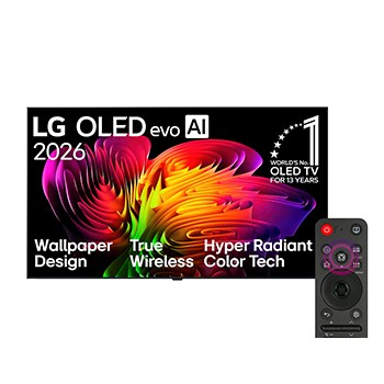 المنظر الأمامي لـ تلفزيون LG OLED evo AI W6 الذكي 83 بوصة بدقة 4K بتصميم Wallpaper فائق النحافة OLED83W66LA