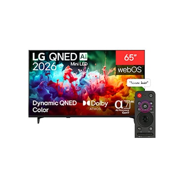 المنظر الأمامي لـ تلفزيون LG QNED AI QNED70 Mini LED 4K Smart TV 2026 الذكي مقاس 65 بوصة 65QNED70B6T