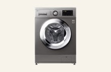 LG front load washer dryer combo F4J3TMG5P in white finish featuring AI Direct Drive technology for precise fabric care	
