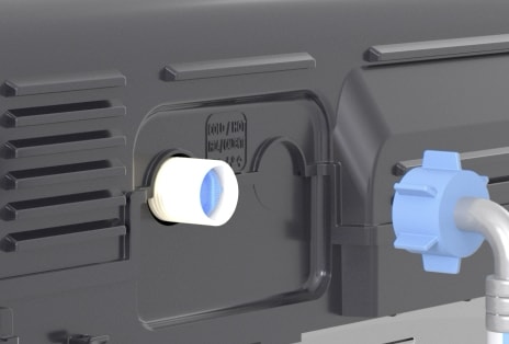 Rear connection showing a single cold water inlet hose attached.