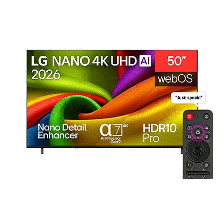 טלוויזיה חכמה LG NANO 50 אינץ' 4K webOS 26 דגם 50NU850B6LA