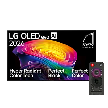 Front view of 83 inch LG OLED evo AI C6 4K Smart TV 2026 OLED83C66LA