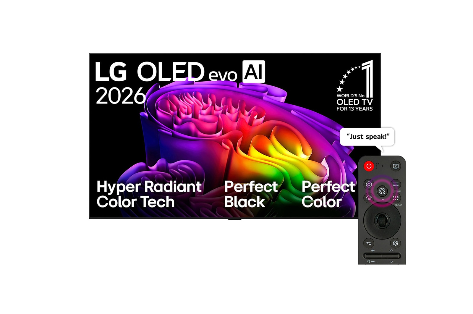 Front view of 83 inch LG OLED evo AI G6 4K Smart TV 2026 OLED83G66LW