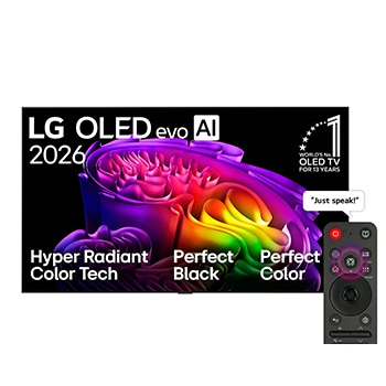 Front view of 83 inch LG OLED evo AI G6 4K Smart TV 2026 OLED83G66LW