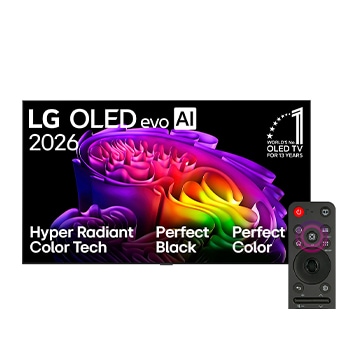 Front view of 83 inch LG OLED evo AI G6 4K Smart TV 2026 OLED83G66LW