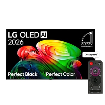 Front view of 65 inch LG OLED AI B6 4K Smart TV 2026 OLED65B66LA
