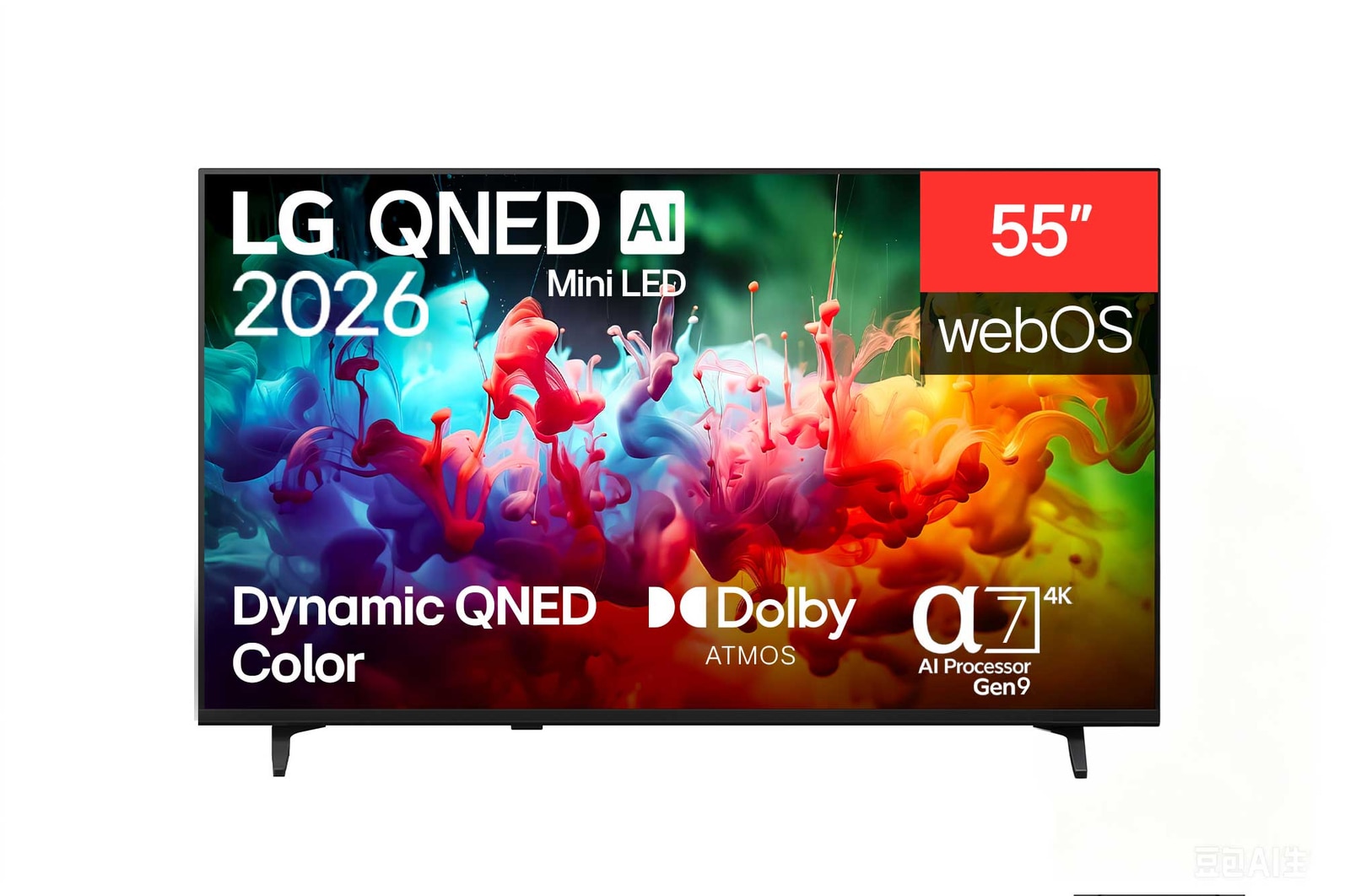 Front view of 55 inch LG QNED AI QNED7E Mini LED 4K Smart TV 2026 55QNED7EB6T