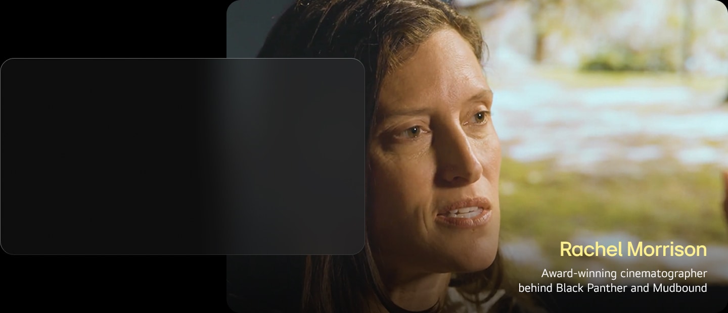 Rachel Morrison, an award-winning cinematographer behind Black Panther and Mudbound, speaks in a warm, softly lit setting, conveying a professional and thoughtful atmosphere.