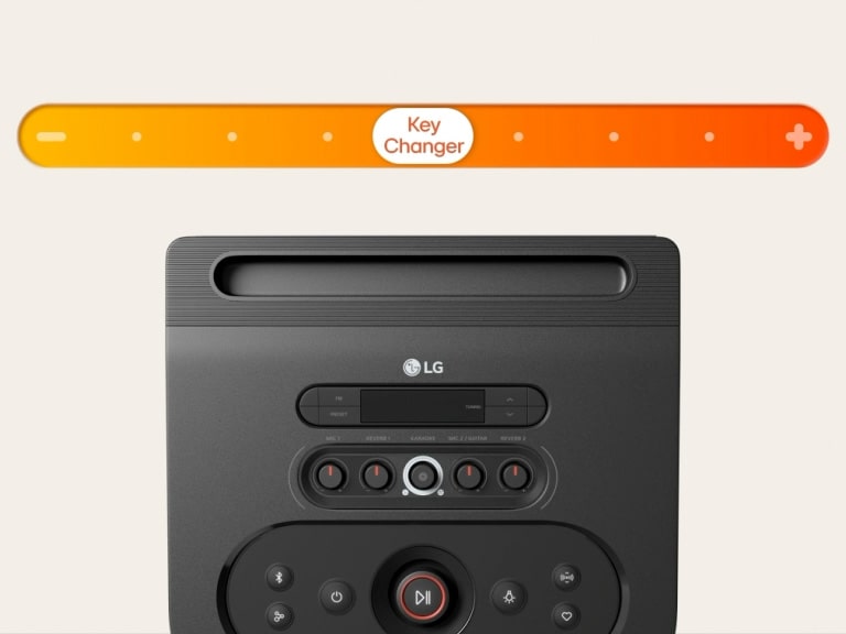 LG xboom Power 5000 party speaker featuring AI Karaoke Master with Vocal Remover and Key Changer for an enhanced karaoke experience.
