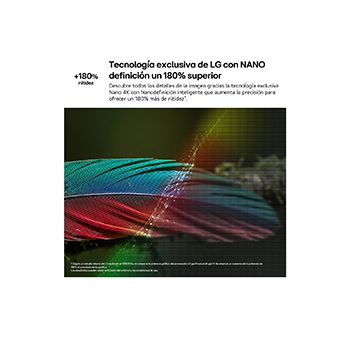 LG NANO 4K UHD AI NU85 with Nano Detail Enhancer shows a feather image, powered by the alpha AI Processor that detects fine textures to enhance contrast and depth and deliver a clearer, more three-dimensional 4K picture.
