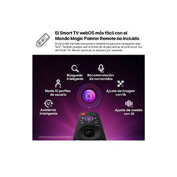 LG NANO 4K UHD AI NU85 features AI Hub for personalization, with an AI icon above a remote control surrounded by labels for Multi AI Search, AI Concierge, AI Voice ID with My Page, AI Chatbot, AI Picture Wizard, and AI Sound Wizard.