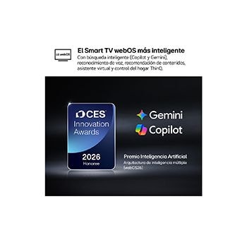 The 2026 CES Innovation Awards Honoree badge in the Artificial Intelligence category recognizes Multi-AI search with Google Gemini and Microsoft Copilot.