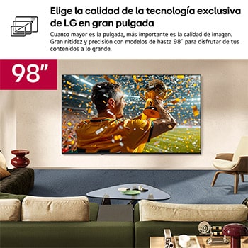 LG NANO 4K UHD AI NU85 Ultra Big TV is wall-mounted in a living space, showing a sports victory scene with confetti and a trophy, emphasizing vivid color, clear detail, and an immersive sense of scale.