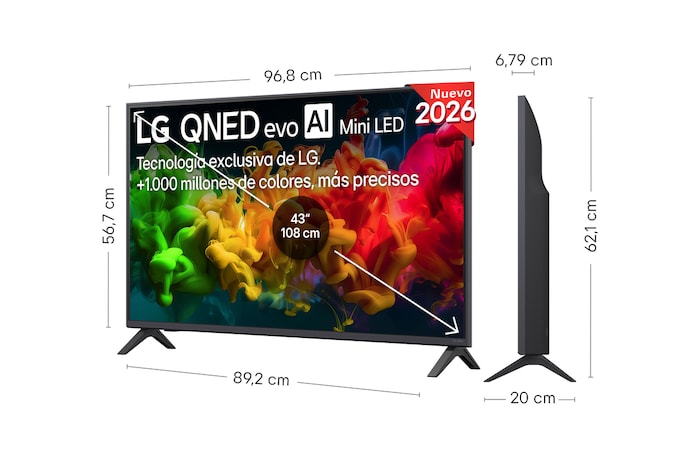 Smart TV LG QNED evo MiniLED AI QNED80 43 pulgadas 4K 2026