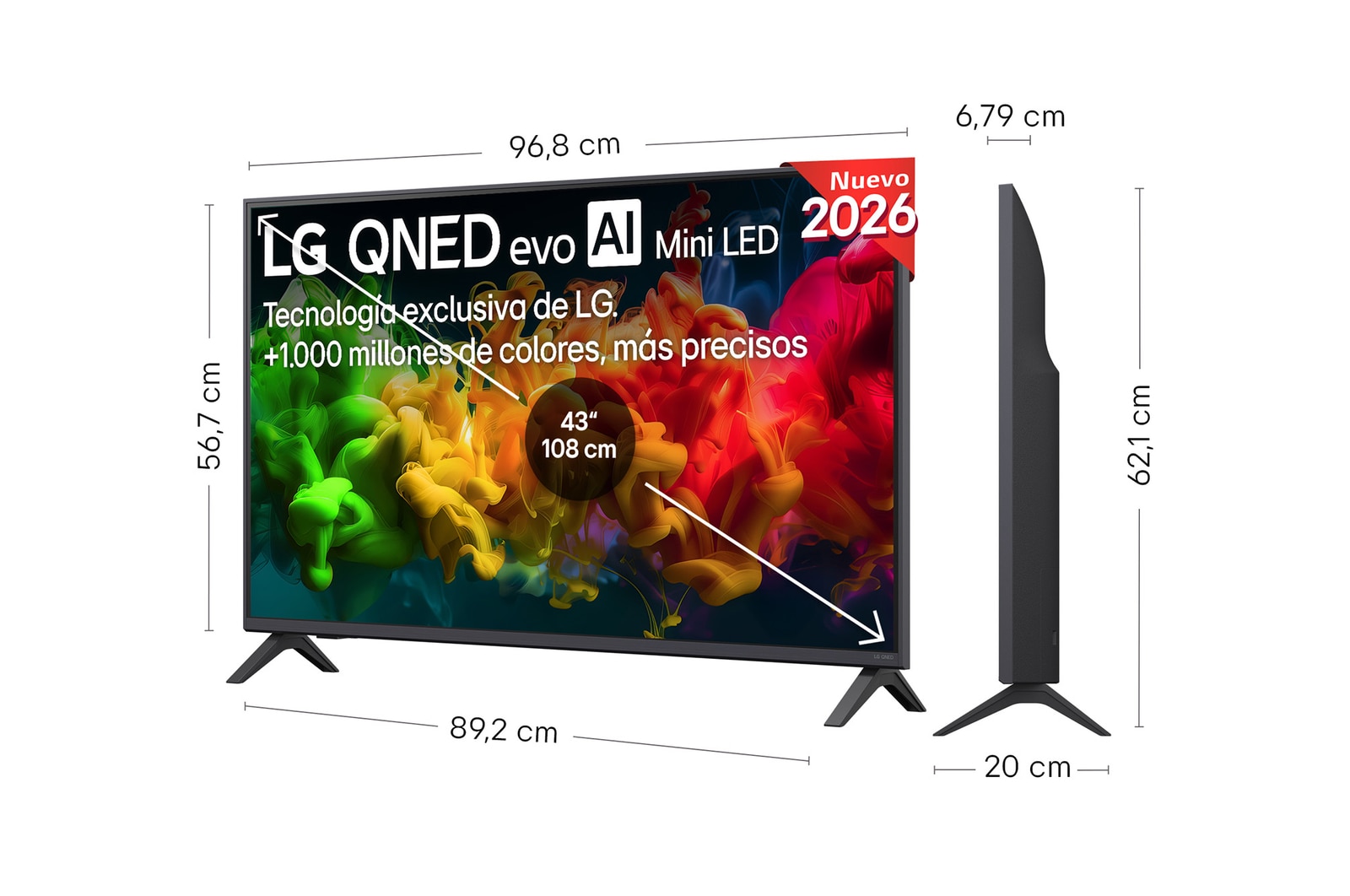 Smart TV LG QNED evo MiniLED AI QNED80 43 pulgadas 4K 2026