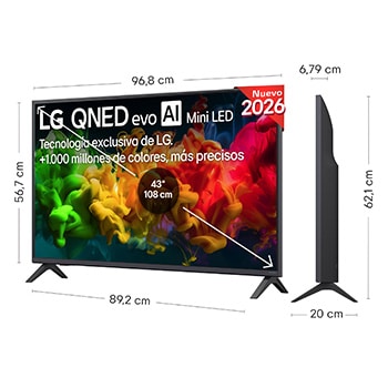 Smart TV LG QNED evo MiniLED AI QNED80 43 pulgadas 4K 2026
