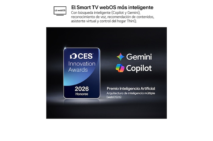 The 2026 CES Innovation Awards Honoree badge in the Artificial Intelligence category recognizes Multi-AI search with Google Gemini and Microsoft Copilot.