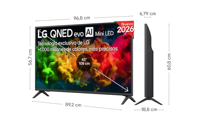 Smart TV LG QNED evo MiniLED AI QNED80 43 pulgadas 4K 2026