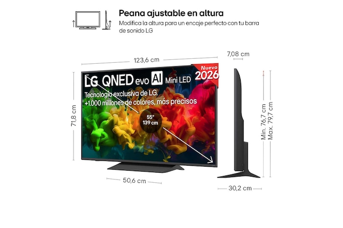 Smart TV LG QNED evo MiniLED AI QNED80 55 pulgadas 4K 2026