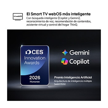 The 2026 CES Innovation Awards Honoree badge in the Artificial Intelligence category recognizes Multi-AI search with Google Gemini and Microsoft Copilot.
