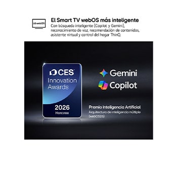 The 2026 CES Innovation Awards Honoree badge in the Artificial Intelligence category recognizes Multi-AI search with Google Gemini and Microsoft Copilot.