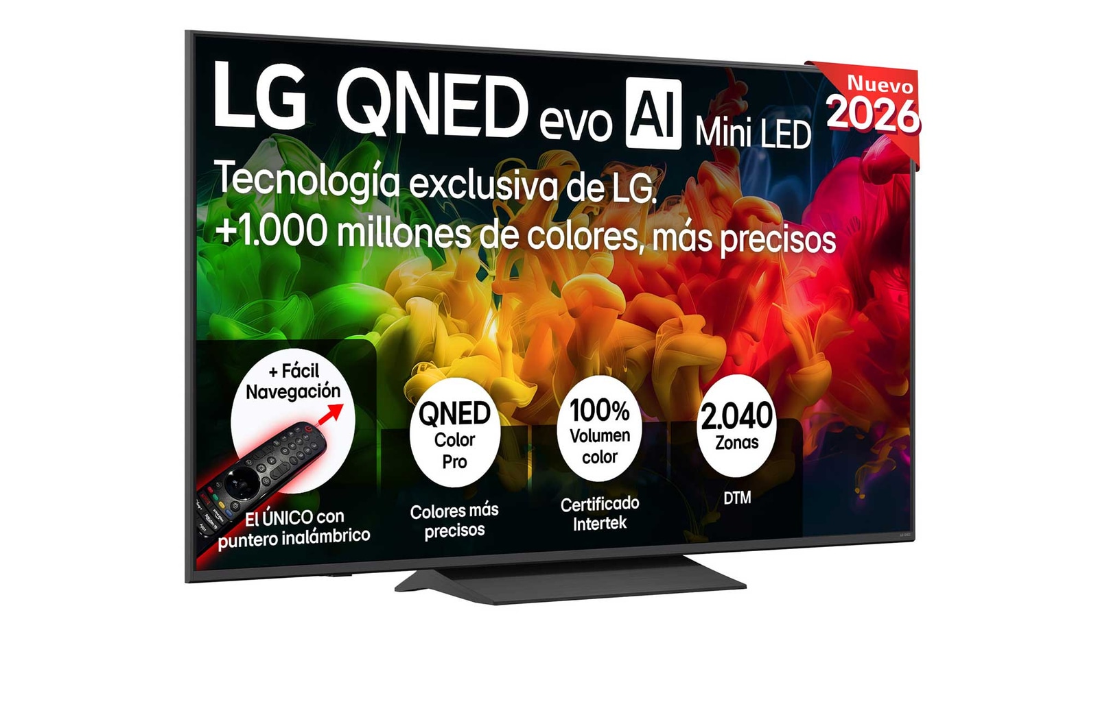 Vista frontal de Smart TV LG QNED evo MiniLED AI QNED8E 65 pulgadas 4K 2026 65QNED8EB3B.80E