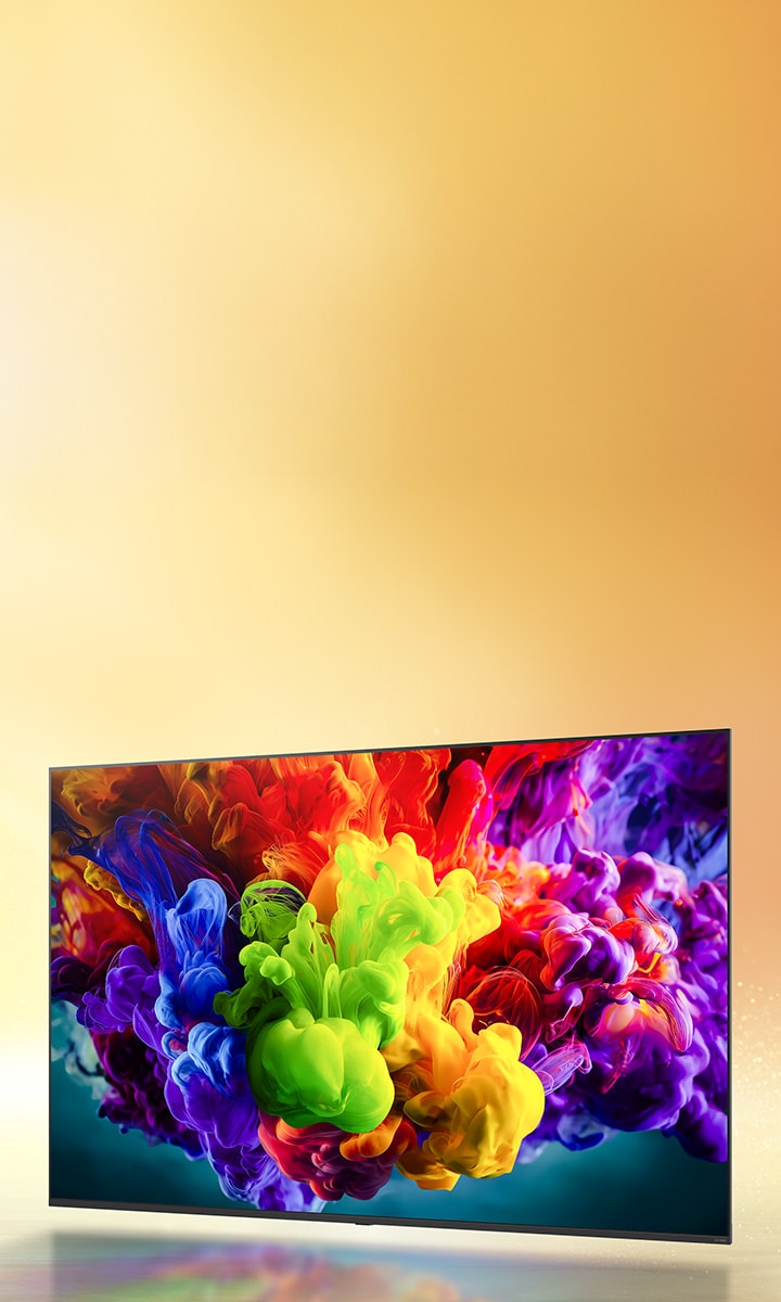 El LG QNED evo AI QNED90 con Dynamic QNED Color Pro llena la pantalla con ráfagas vívidas y fluidas de movimiento multicolor similar a la pintura, con transiciones fluidas y un amplio rango de colores que supera al de las típicas pantallas de puntos cuánticos.