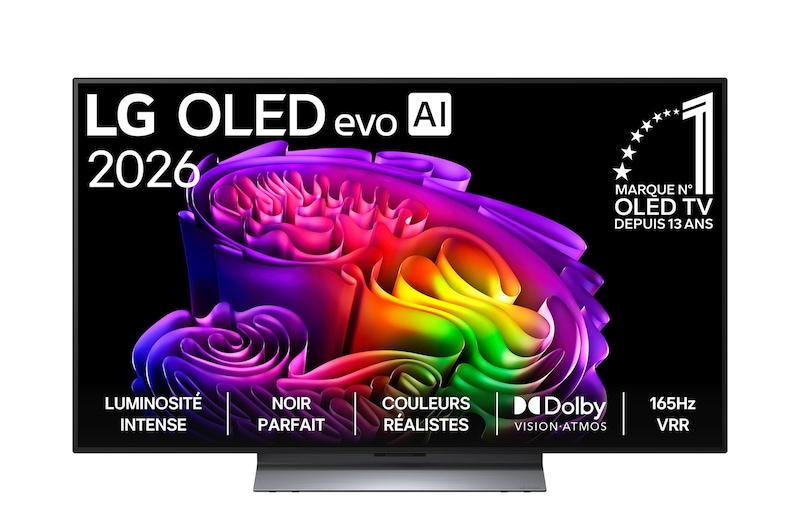 Vue avant de 48 pouces (121 cm) | LG OLED evo AI G6 (sur pied) | 4K Smart TV | 2026 LG OLED48G66LS