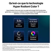 LG OLED evo AI G6 doté de la technologie Hyper Radiant Color, offrant un noir absolu, une couleur réaliste, un écran 2,1 fois plus lumineux et un processeur alpha 11 AI 4K Gen3 avec moteur Dual AI.