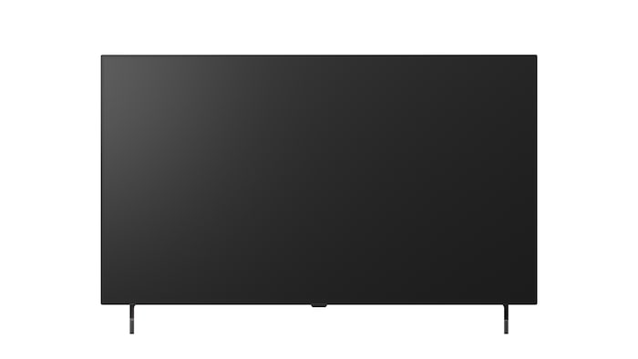 La LG OLED AI B6 présentée en vue avant et latérale met en valeur un écran de 48 pouces avec un écran de 1 070 mm de large, une hauteur globale de 620 mm et une profondeur ultra-fine de 45,9 mm sans pied.