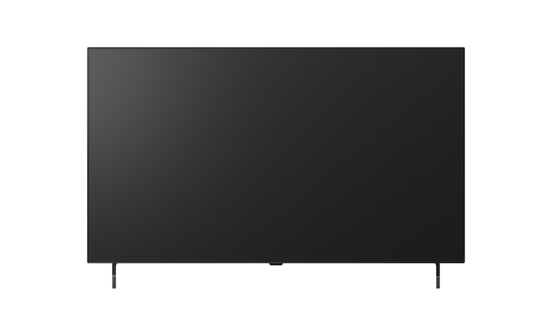 La LG OLED AI B6 présentée en vue avant et latérale met en valeur un écran de 48 pouces avec un écran de 1 070 mm de large, une hauteur globale de 620 mm et une profondeur ultra-fine de 45,9 mm sans pied.