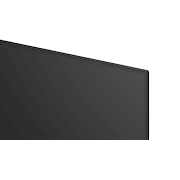 La vue avant de la LG OLED AI B6, lancée en 2026, présente un fin cadre noir, avec une image éclatante et sculpturale de formes multicolores richement superposées remplissant l’écran.