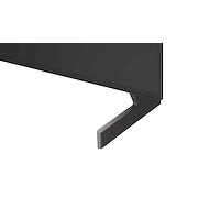 La vue avant de la LG OLED AI B6, lancée en 2026, présente un fin cadre noir, avec une image éclatante et sculpturale de formes multicolores richement superposées remplissant l’écran.