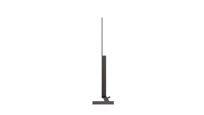 La LG OLED AI B6 présentée en vue avant et latérale met en valeur un écran de 65 pouces avec un écran de 1 449 mm de large, une hauteur globale de 832 mm et une profondeur ultra-fine de 45,9 mm sans pied.