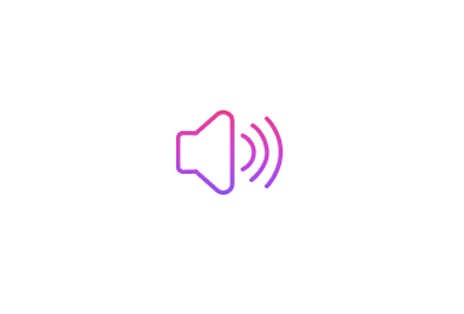 A speaker icon with sound waves in purple tones, representing low noise and vibration.