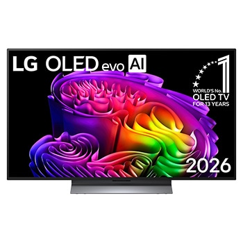 Front view of 48 inch LG OLED evo AI G6 4K Smart TV 2026 OLED48G6PCA