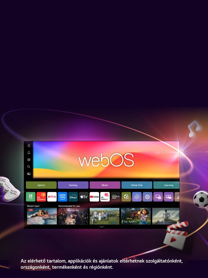 LG Smart TV webOS kezdőképernyővel kiemelve több mint 4000 globális alkalmazást.