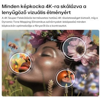 LG NANO 4K UHD AI NU8 4K Szuper Felskálázással, virágok, AI‑al finomított bőrtextúra, részletek és természetes színek.