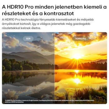 LG NANO 4K UHD AI NU8 SDR és HDR10 Pro összehasonlítás, fényesebb kiemelésekkel, mélyebb árnyékokkal és jobb kontraszttal.