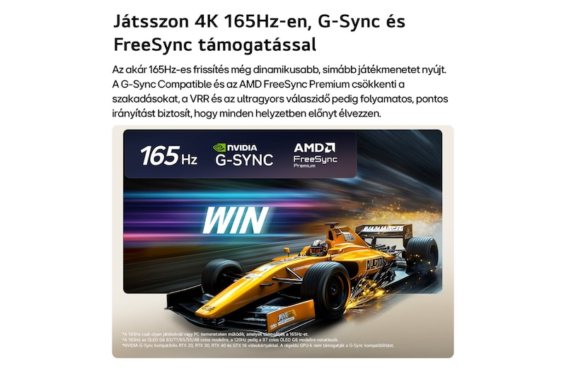 Gaming TV, akár 165 Hz VRR támogatással