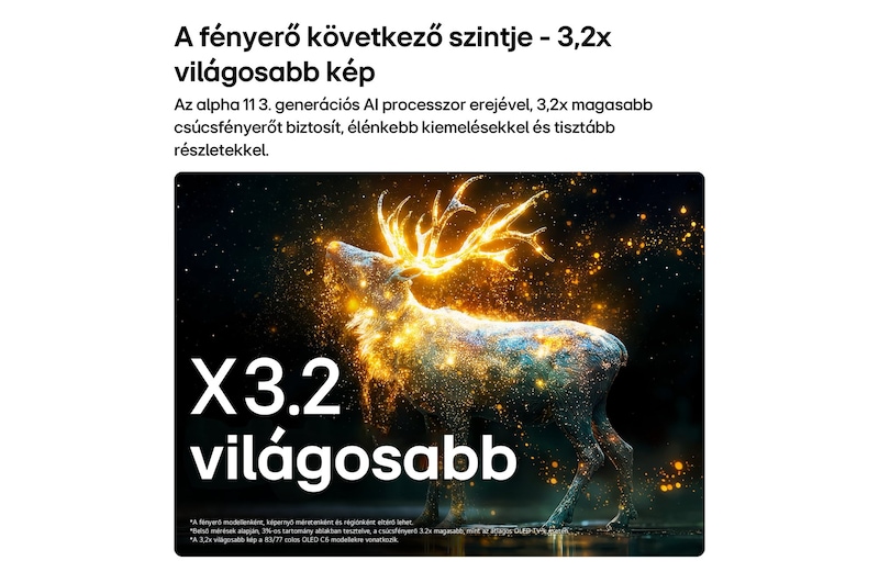 LG OLED evo AI TV Brightness Booster Pro tehcnológiával, sötét jelenetet mutat egy szarvasról lenyűgöző kontraszttal