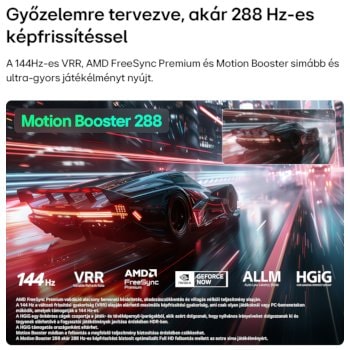 LG QNED evo AI TV gyors akciójátékkal részletképpel, Motion Booster akár 288 Hz-es képfrissítéssel