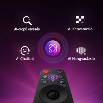 LG OLED evo AI TV AI Hub, a távirányító körül AI-alapú keresés, AI Chatbot, AI Képvarázsló és AI Hangvarázsló