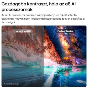 Gazdagabb kontraszt LG MRGB TV alpha 8 3. generációs 4K AI processzoral